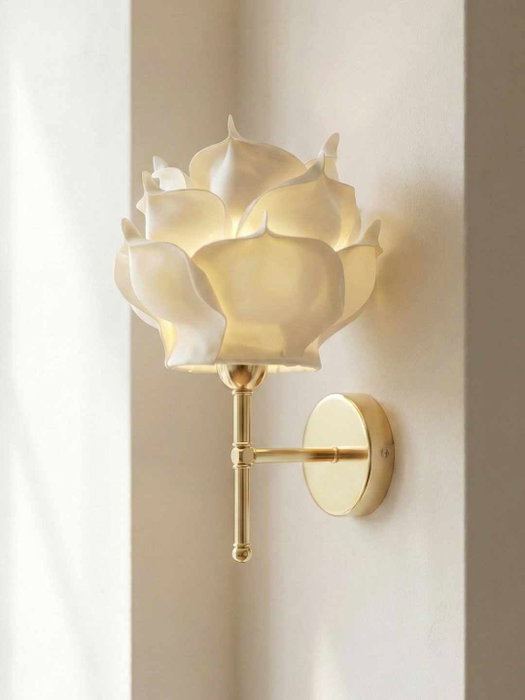 Opviq Lámpara de pared Eva Crema y Dorado Brillante